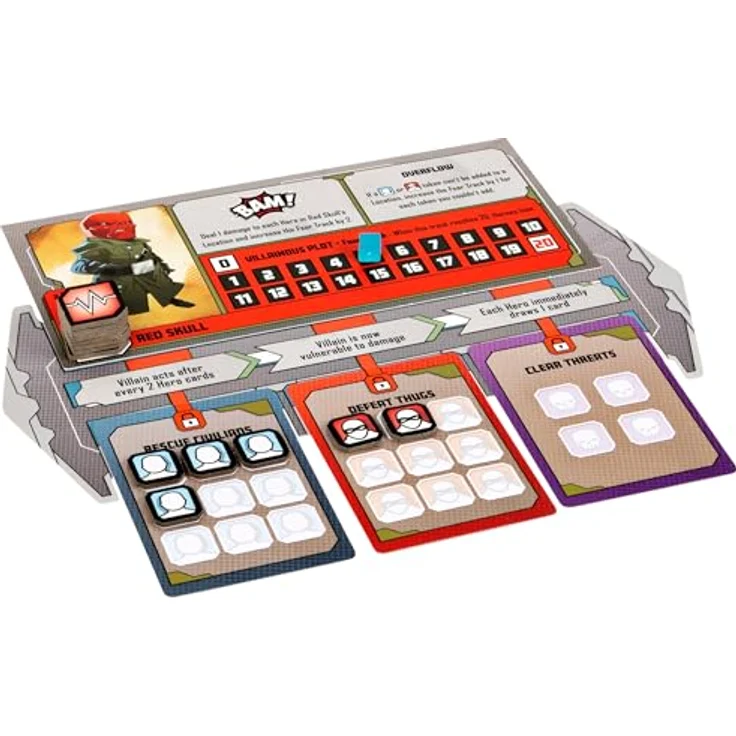 Spin Master Marvel United, Kooperatives Strategiespiel für 1-4 Spieler ab 8 Jahren, enthält 7 Helden- und 3 Bösewichtsstücke, 84 Karten und 156 Token – Bild 4