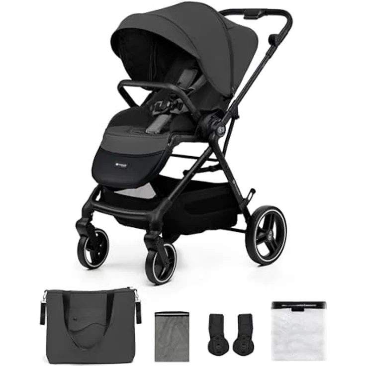 Kinderkraft YOXI Kinderwagen, Buggy für Neugeborene bis 22 kg, einfache Zusammenklappfunktion, wasserdicht, UPF50+, grau – Bild 1