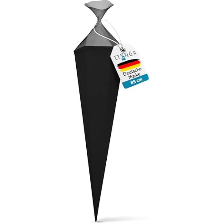 itenga Bastelschultüte Schultütenrohling Zuckertüte Schultüte eckig 85 cm mit Tüllverschluss (schwarz) – Bild 2