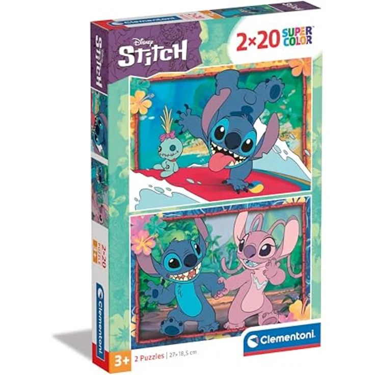 Clementoni Stitch Kinder Puzzle - 2 x 20 Teile, 27 x 19 cm, für Kinder ab 3 Jahre - Geschicklichkeitsspiel, umweltfreundlich (24809) – Bild 1