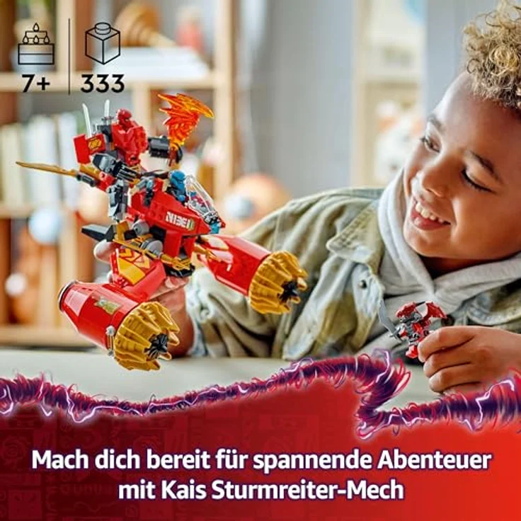 LEGO NINJAGO Kais Sturmreiter-Mech - Fliegendes Motorrad Spielzeug mit 3 Minifiguren - Mech mit beweglichem Kopf, Armen und Beinen - Bauspielzeug - Geschenk für Jungen & Mädchen ab 7 Jahren 71830 - Ninja-Kombi-Mech, aufteilbar in 2 Modelle – Bild 2