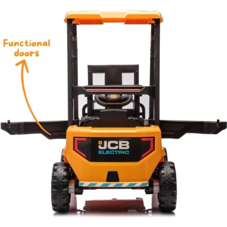 JCB Gabelstapler für Kinder 12V, elektro mit Fernbedienung, gelb, geeignet für 2 bis 6 Jahre, Soft-Start-Funktion, Tragfähigkeit 35 kg, inklusive Palette und Funktionalität – Bild 5
