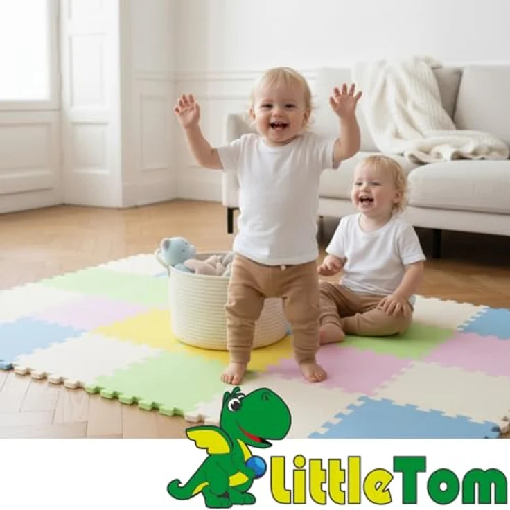 LittleTom Puzzlematte, 18 Teile bunte Baby Spielmatte, 30 x 30 cm Krabbelmatte für Kleinkinder – Bild 9