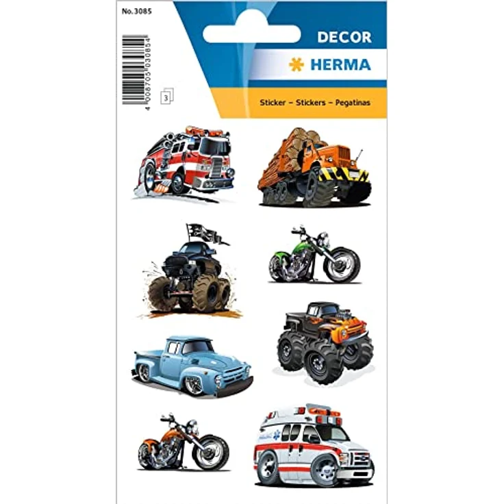 HERMA Aufkleber 3085 American Cars, 24 mehrfarbige selbstklebende Etiketten – Bild 1