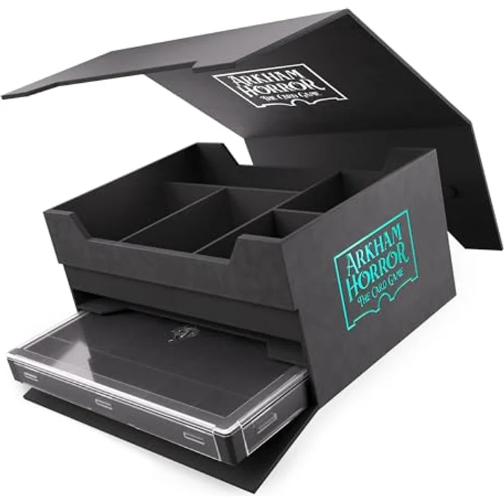 Gamegenic Arkham Horror The Card Game Night Chest Premium Aufbewahrungsbox, mit Platz für 4 Ermittlerdeck-Bücher und über 500 Karten, inklusive schwarzem Token Silo XL – Bild 3