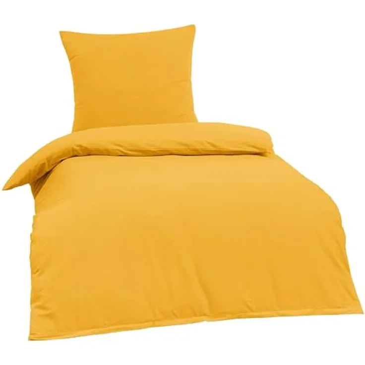 Brielle Bettwäsche aus 100% Baumwolle 135 x 200 cm - Bettwäsche-Set Biber Gelb, hohe Qualität, weich