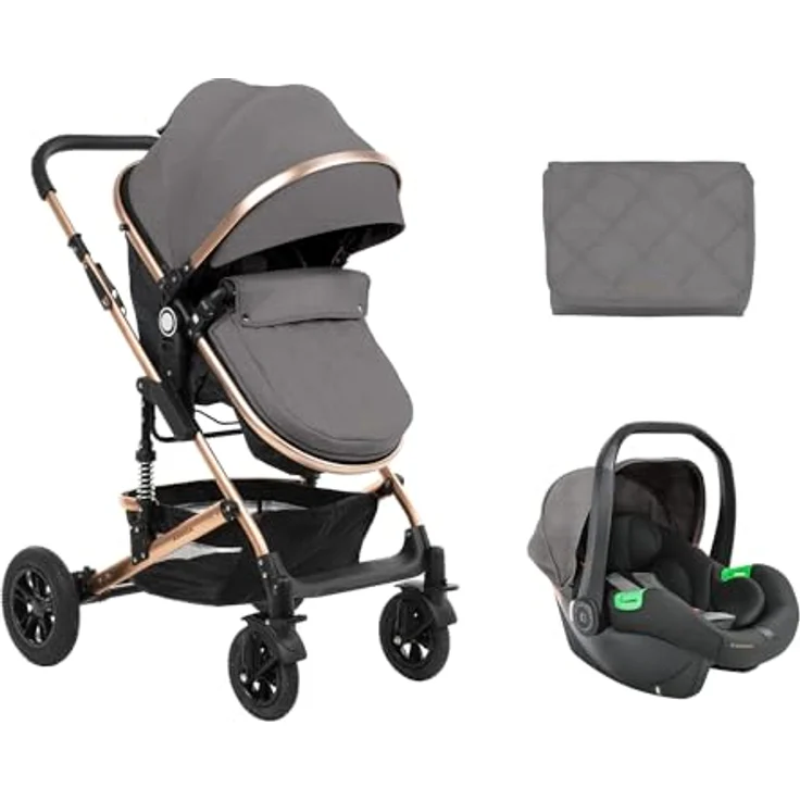 Kikkaboo Amaia 3 in 1, Kinderwagen mit Babywanne, Sportsitz, i-Size Autositz, faltbar, inkl. Zubehör – Bild 2