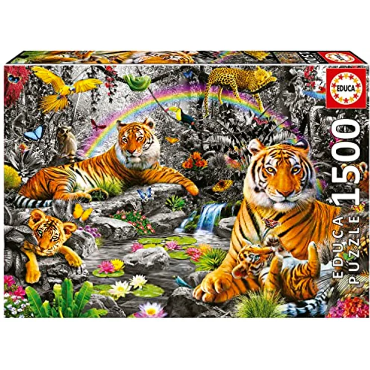 Educa - Puzzle 1500 Teile "Tiger im Dschungel", Tierpuzzle für Erwachsene und Kinder ab 14 Jahren, FSC-zertifiziert, 85 x 60 cm