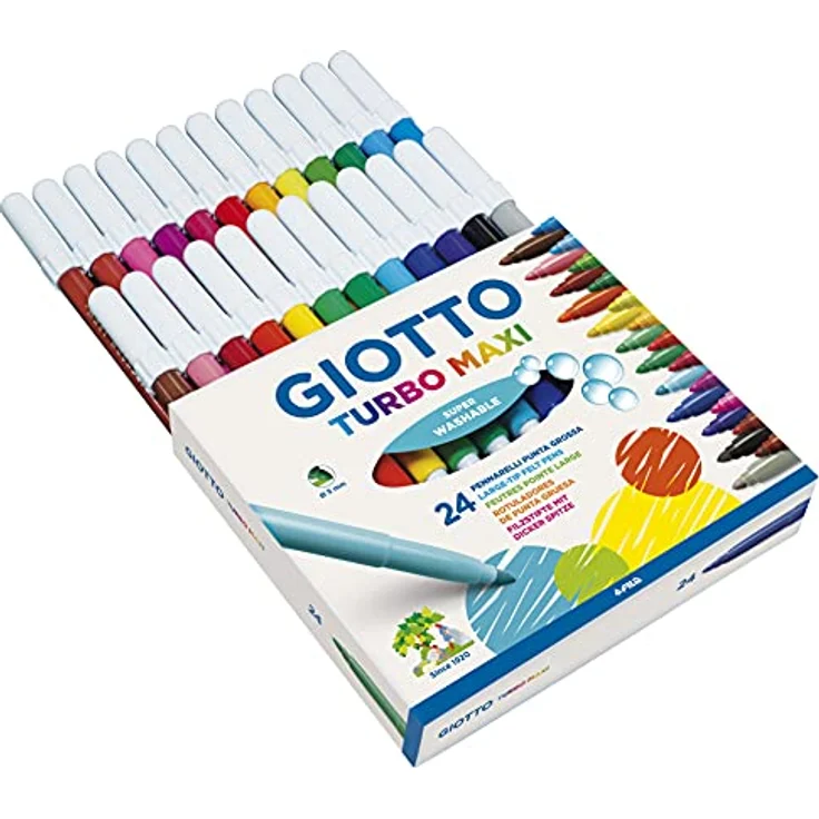 Giotto 4550 00 Turbo Maxi Faserschreiber Kartonetui 24 sortierte Farben – Bild 3