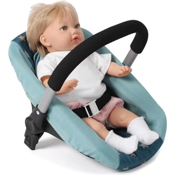 Bayer Chic 2000 Puppen-Autositz mit Adapter für Puppenwagen, geeignet für Puppen bis 50 cm, Sternchen türkis – Bild 3