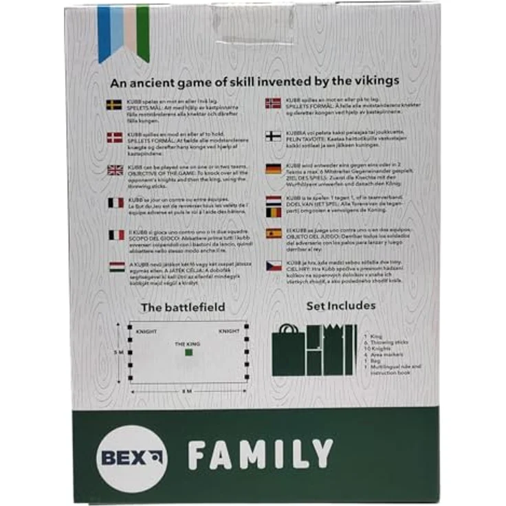 Bex Wikingerschach Kubb, strategisches Wurfspiel aus Holz für 2-12 Spieler, natürliche Farbe, für Indoor & Outdoor – Bild 2