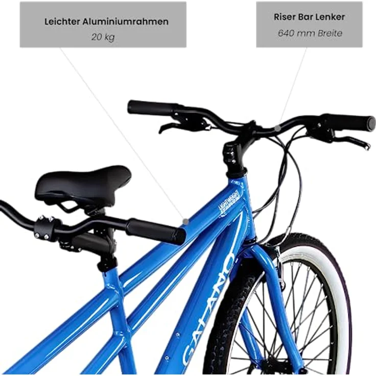 Galano Tandem Fahrrad 2 Personen Mountainbike 21 Gang Schaltung ab 145 cm Hardtail MTB Damen und Herren 26 Zoll mit Alurahmen Oakland (blau, 43/38 cm) – Bild 4