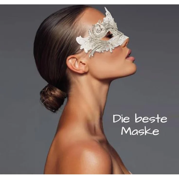 OriginalCorner® Weiße Venezianische Maske | Elegante Karnevalsmaske mit Glitzersteinen | Unisex Einheitsgröße für Erwachsene | Ideal für Karneval und Halloween – Bild 3