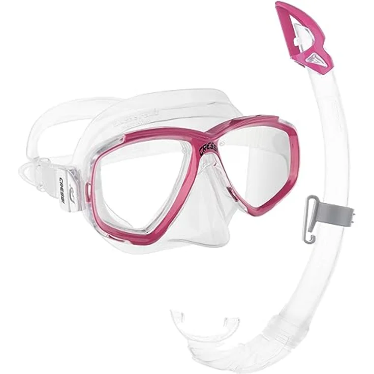 Cressi Perla & Mexico - Combo Set Tauchmaske und Schnorchel, Transparent/Rosa, Einheitsgröße – Bild 1