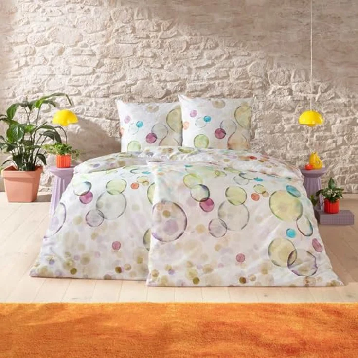 ESTELLA Bettwäsche Jasmine, Multicolor, 135x200 cm + 80x80 cm, 100% Baumwolle, seidig-glänzende Oberfläche, atmungsaktiv, pflegeleicht & trocknerfest – Bild 2