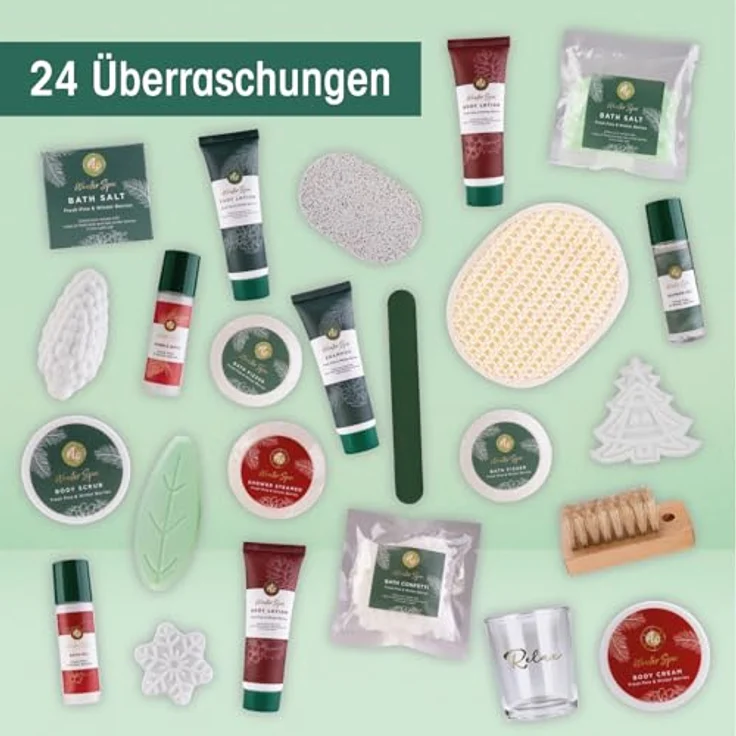 ACCENTRA Adventskalender Adventskalender WINTER SPA 2024, Buchförmige Box mit umweltfreundlichen und plastikfreien 24 liebevoll ausgewählten Überraschungen – Bild 7