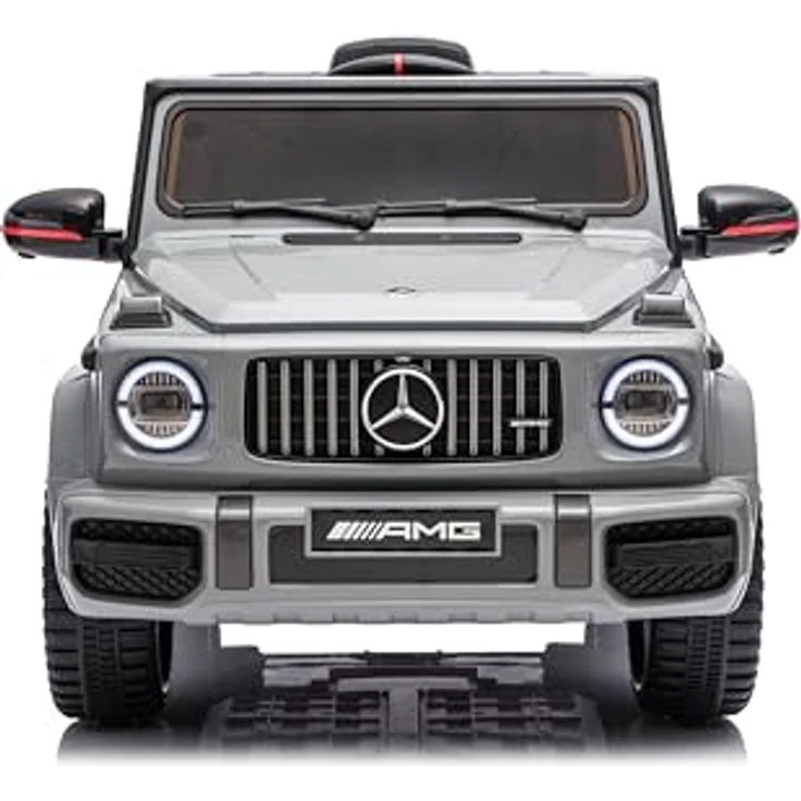 FINOOS Mercedes Benz G63 Kinder Elektroauto 12V mit Fernbedienung, grau, 2 Motoren, LED-Scheinwerfer, USB/AUX/SD-Slot, Sicherheitsfunktionen – Bild 2