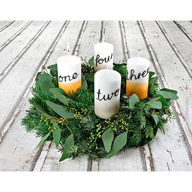 Marabu Candle Pen Set "Christmas Spirits", 10 Cremige Kerzenpens à 25 ml, Auf Wasserbasis, Lichtecht, Geruchsneutral, Wetterfest – Bild 3
