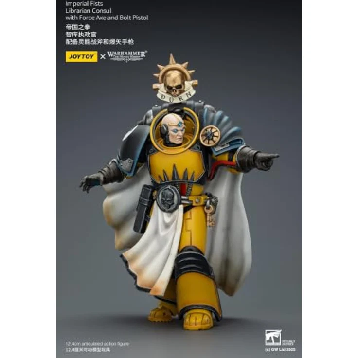 JOYTOY Warhammer Imperial Fists Actionfigur Librarian Consul mit Force Axe und Bolt Pistol, 12 cm, beweglich – Bild 4