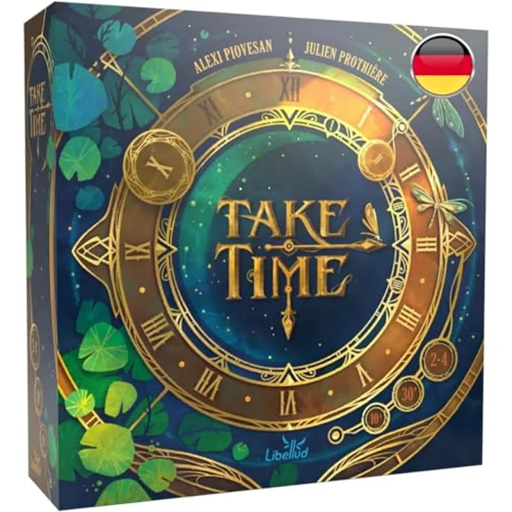 Libellud Take Time, Familienspiel für 2-4 Spieler, ab 10 Jahren, 30 Minuten Spielzeit, kooperatives Rätselspiel mit 40 Uhren, Deutsch