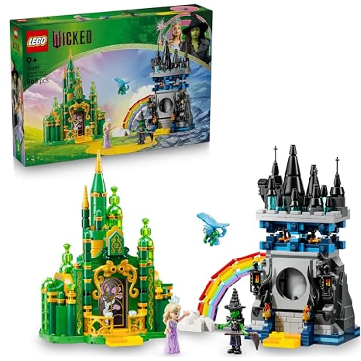 LEGO Wicked Emerald City & Kiamo Ko Castle, Bau- und Spielset mit Elphaba- und Glinda-Minifiguren, fliegendem Affen und Zubehör, für Kinder ab 9 Jahren, 75689 – Bild 1