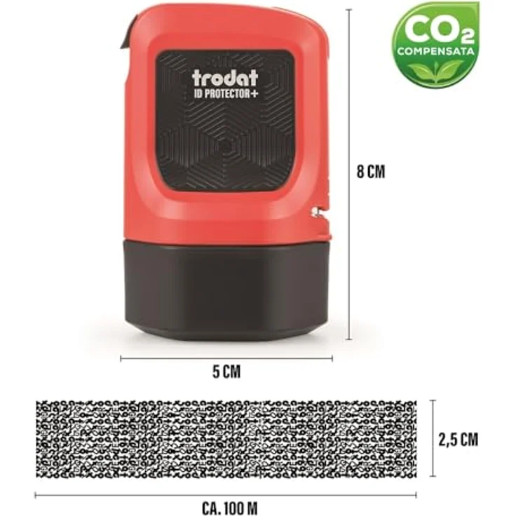 trodat Datenschutz-Rollstempel ID Protector+, selbstfärbend, schwarz, mit integriertem Stempelkissen und dokumentenechter Stempelfarbe, 1 St. – Bild 6