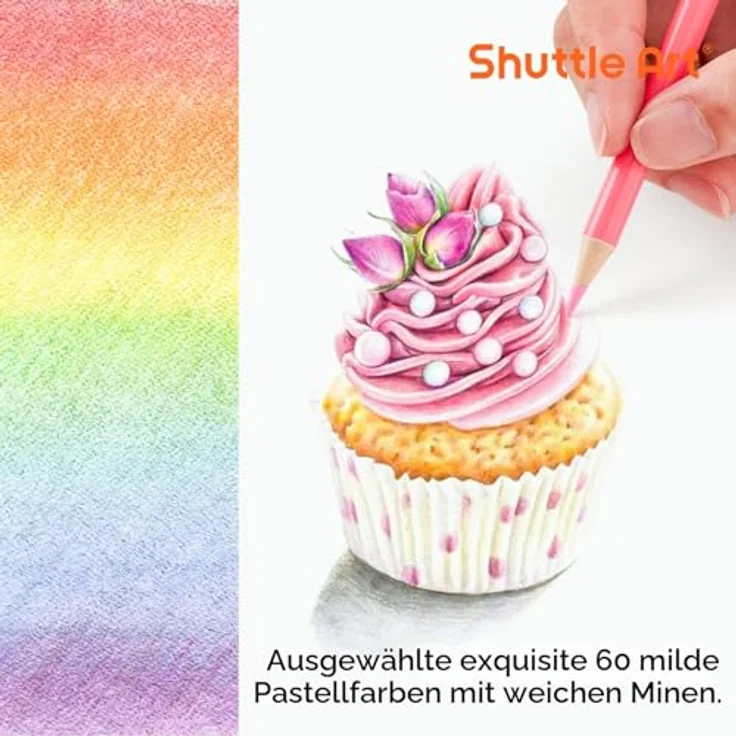 Shuttle Art Pastell Buntstifte Set, 60 hochpigmentierte Macaron Farbstifte, bruchfest und nummeriert, ideal für Erwachsene und Kinder – Bild 4