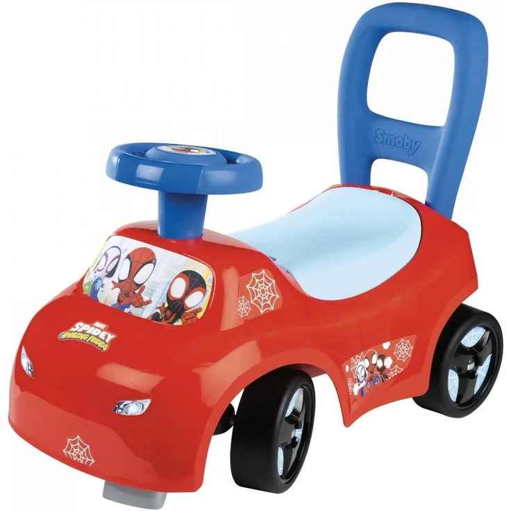 Smoby Spidey Auto Ride-On, Rutschauto mit stabiler Konstruktion, Rückenstütze und Staufach, für Kinder ab 10 Monaten