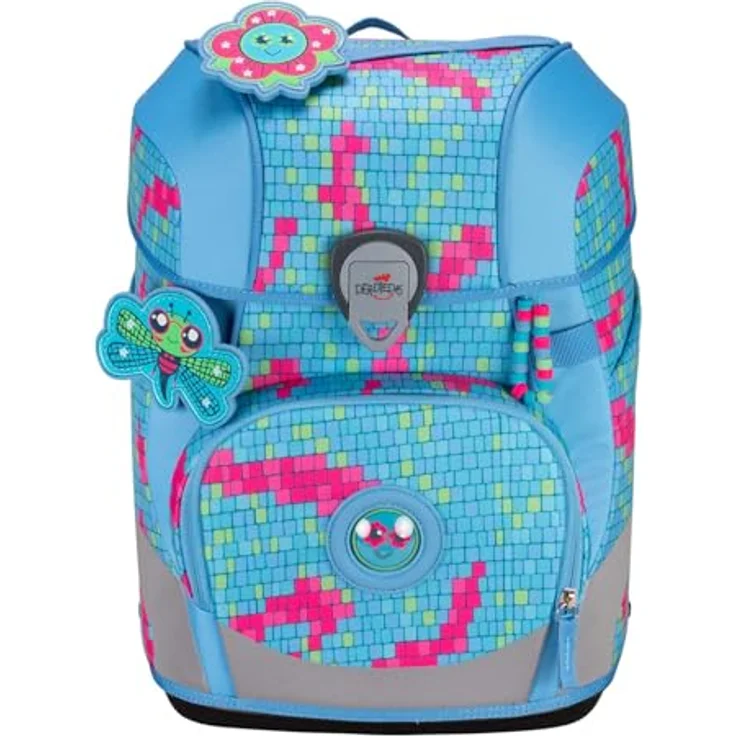 DerDieDas ErgoFlex Tiny Schulranzenset 5-teilig Happy Pixel mit ergonomischem Rücken und atmungsaktiven Gurten – Bild 2