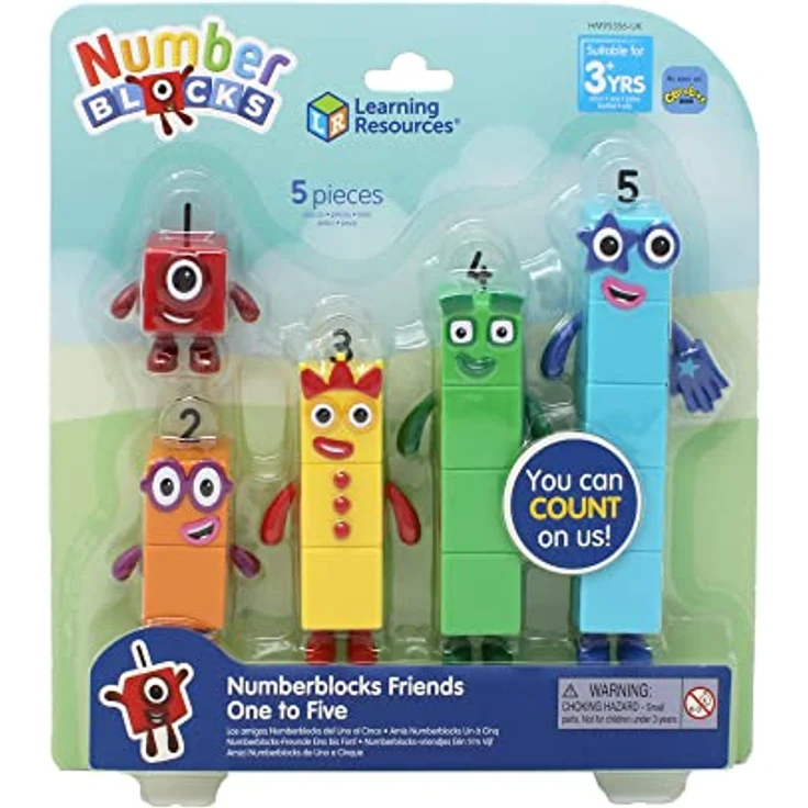 Learning Resources HM95356-UK Freunde Fünf, Offizielles Sammelspielzeug, enthält die Numberblocks Eins, Zwei, DREI, Vier & Fünf, perfekt zum Aufstellen & mit beweglichen Armen für realistisches Spiel – Bild 2