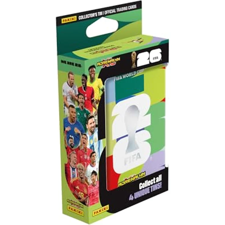 Panini FIFA World Cup 2026 Adrenalyn XL Trading Cards Pocket Tin, Metallbox mit 5 Packs und 4 limitierten Sammelkarten – Bild 1