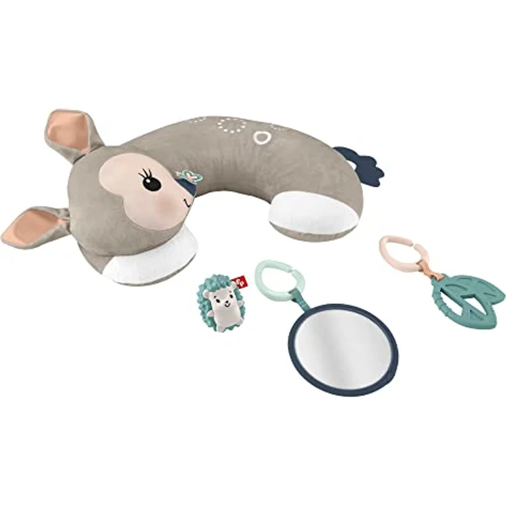Fisher-Price HJJ16 - Rehkitz Spielkissen zum Spielen in Bauchlage mit Spiegel, BPA-freiem Beißring und süßer Igel-Rassel, Babyspielzeug für Neugeborene ab der Geburt - Preisvergleich – Bild 2