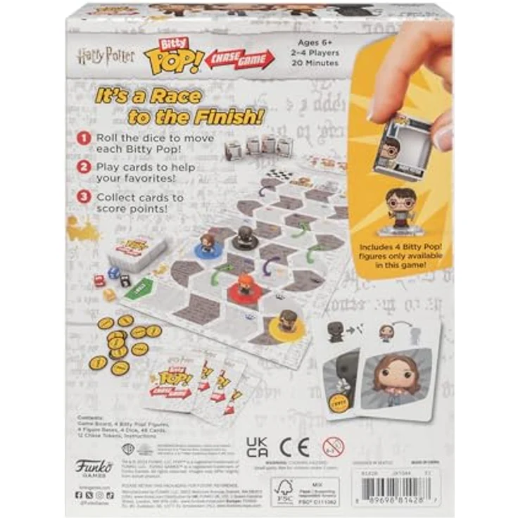 FUNKO GAMES Bitty Pop! Chase Harry Potter Brettspiel mit 4 exklusiven Minifiguren, inkl. Harry, Hermine, Ron und Voldemort, klassische Elemente, englische Version – Bild 3