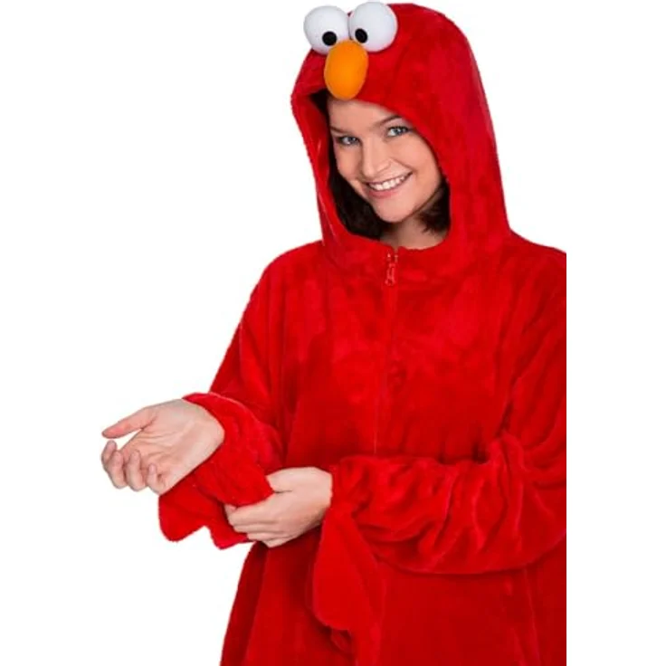 Maskworld Die Sesamstraße Elmo Kostüm - rot - Größe: XXL - Offizielles Lizenzkostüm mit Kapuze und Handschuhen – Bild 5