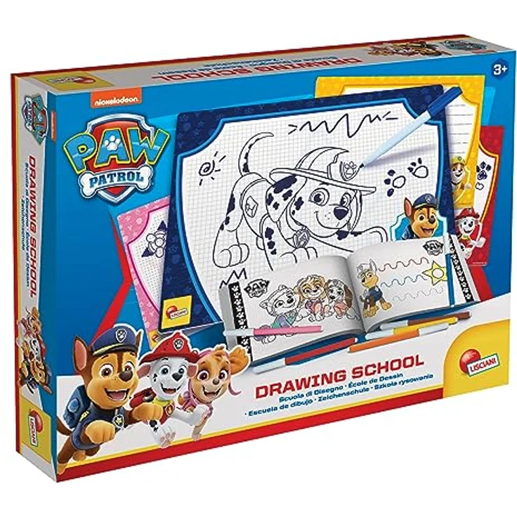 Lisciani Paw Patrol Zeichenschule Kreativset, 4 Schreib- und Löschtafeln, Anleitungsbuch und 6 farbige Filzstifte, für Kinder ab 3 Jahren – Bild 1