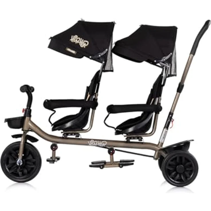 Chipolino Zwillingsdreirad Hip Hop, für zwei Kinder bis 40 kg, 360° drehbare Sitze, Schwarz – Bild 3