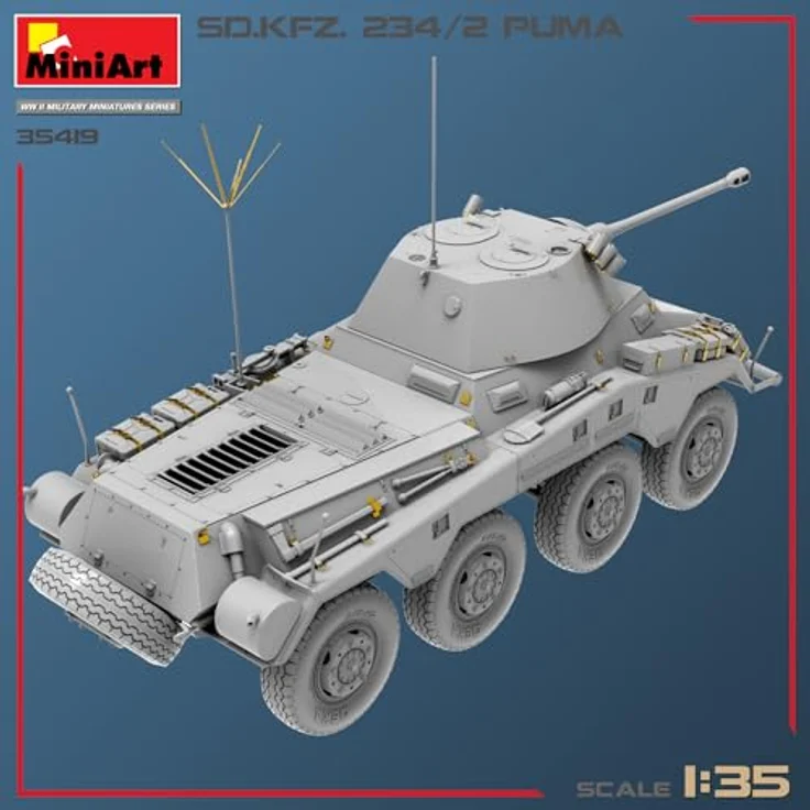 Other 1:35 Sd.Kfz.234/2 Puma, Modellfahrzeug mit beweglichen Kettengliedern und 6 Varianten-Optionen – Bild 12