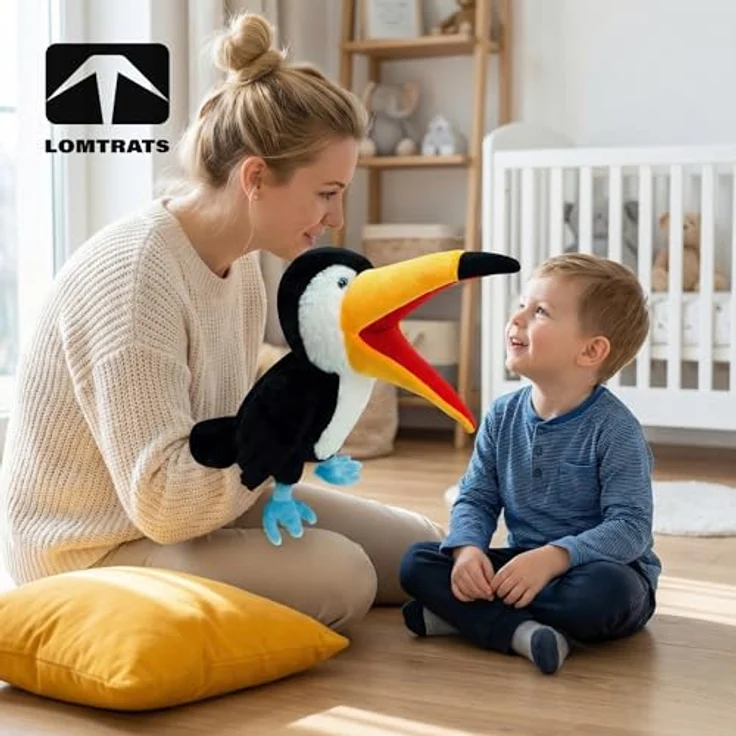 LOMTRATS Vogel-Handpuppen, 40 cm Plüsch mit beweglichen Mündern, ideal für Geschichtenerzählen und kreative Bildung – Bild 2