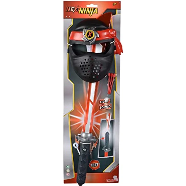 Simba 108042587 Next Ninja Schwert und Maske, rot, mit Licht und Sound, Schussfunktion, 60cm, mit Textilband, ab 3 Jahre – Bild 2