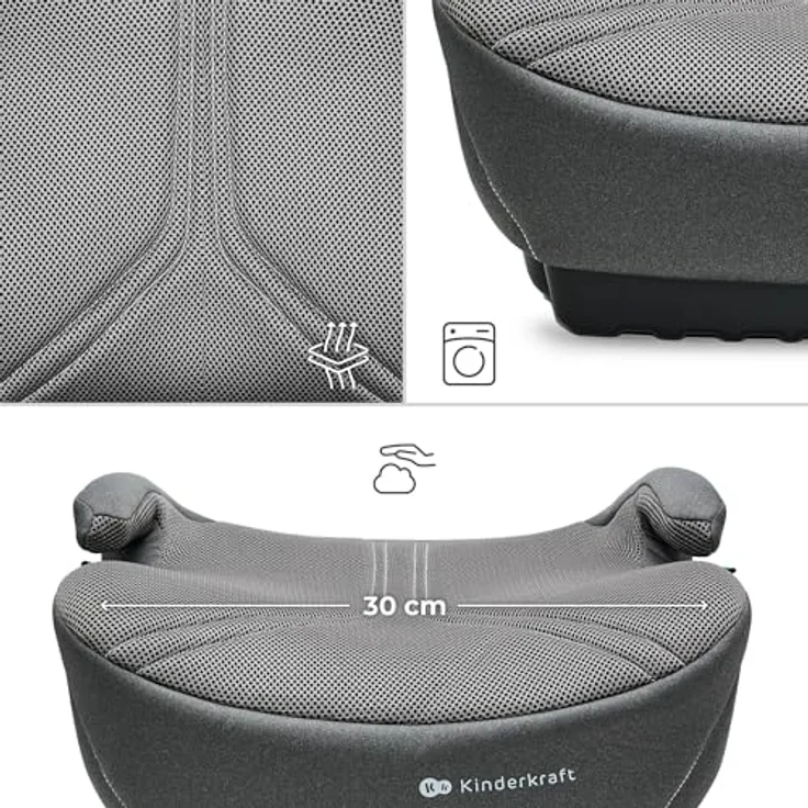 KinderKraft I-Boost 2 Pro, Autokindersitz in Grau mit sicherer Befestigung und ergonomischem Design – Bild 3