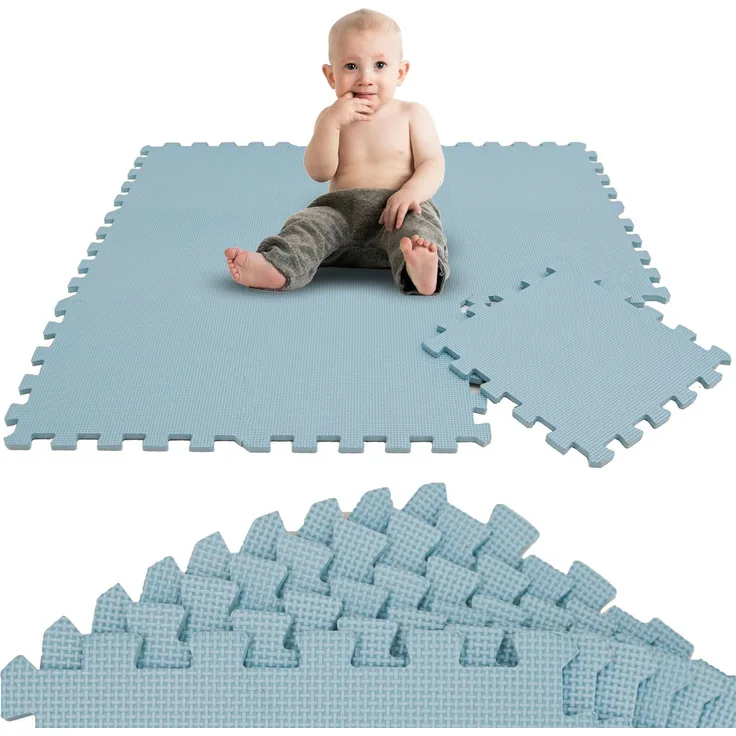 LittleTom Puzzlematte 9 Teile Spielmatte Baby Krabbelmatte, 30x30cm Kinderzimmer Bodenmatte in Grau