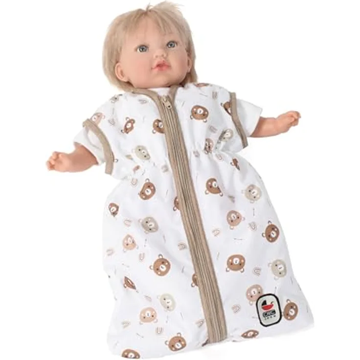CHIC2000 Puppen Schlafsack Bärchen, Reißverschluss, für Puppen bis 55 cm, 45 x 27 x 2 cm
