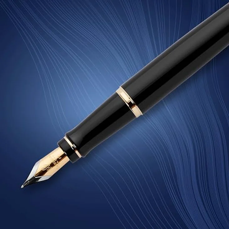 Waterman Expert Füllfederhalter, Schwarz mit goldenen Zierteilen, moderne Eleganz und geschmeidige Edelstahlfeder – Bild 4