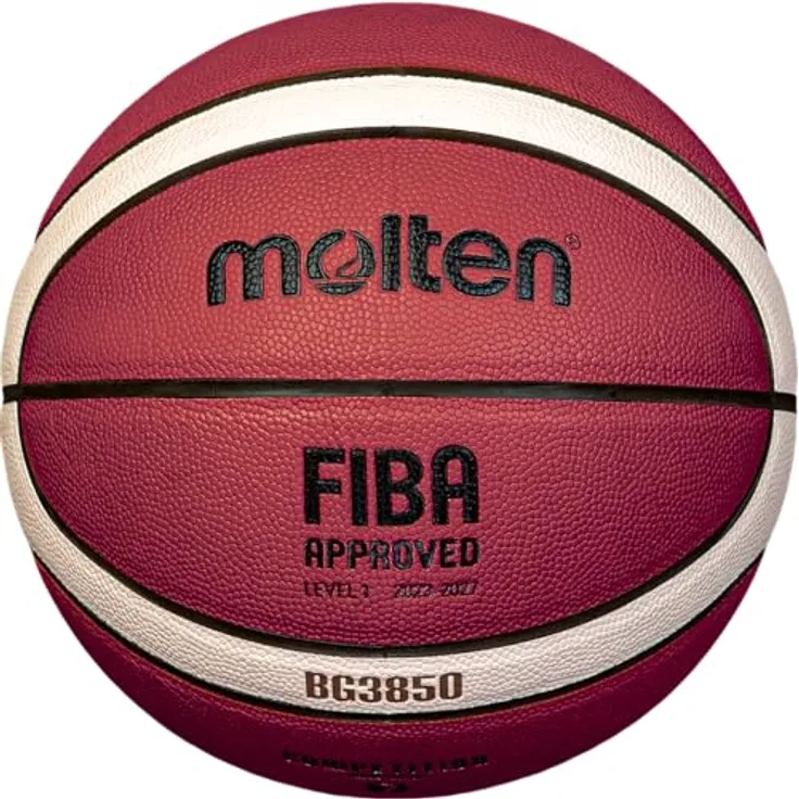 Molten Basketball B6G3850, Trainingsball aus Synthetik-Leder, 12 Felder, Größe 6, FIBA APPROVED