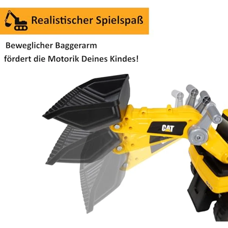 Lemodo Rutschauto Radlader mit Staufach, Bagger zum draufsitzen, bewegliche Schaufel, Sound-Lenkrad, ab 1 Jahr, rot – Bild 2