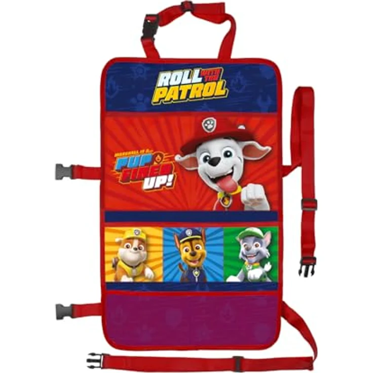Seven Polska Caddy Rücksitzorganizer für Auto und Kinderwagen, mit Paw Patrol Motiven, pflegeleicht, bunt, 58 x 35 cm – Bild 1