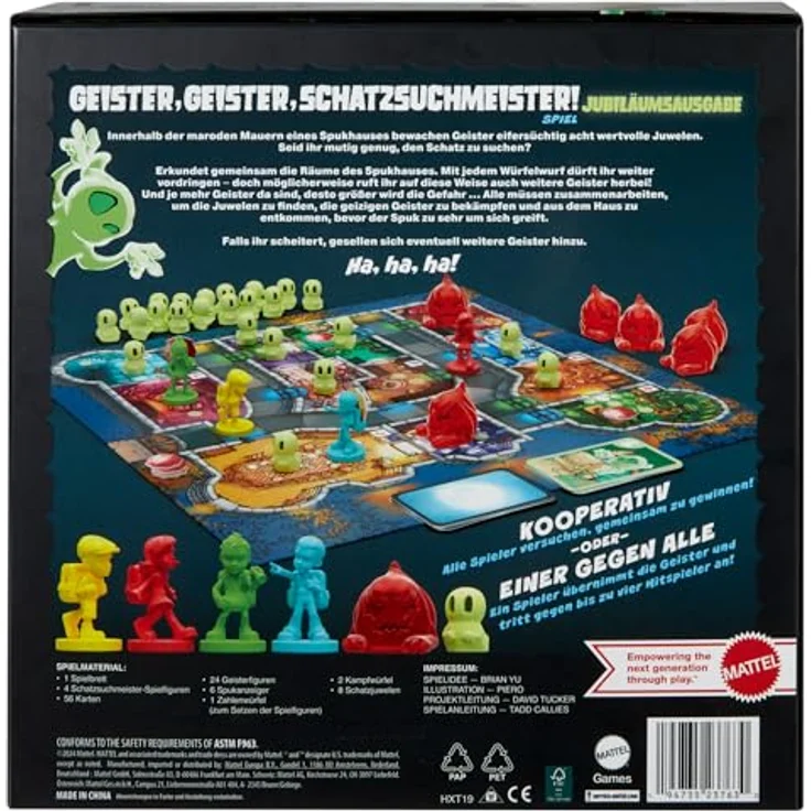 Mattel Games Geister, Geister, Schatzsuchmeister! Jubiläumsausgabe Brettspiel, kooperatives Familienspiel mit zwei Spielmöglichkeiten, Einer-gegen-alle-Modus, HXT19 – Bild 2