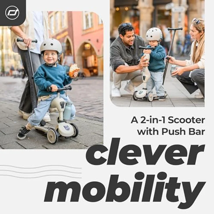Scoot & Ride Highwaykick 1 Push and Go, 2in1 Kinderkickboard mit Sitz, höhenverstellbar, werkzeuglos, ab 1-5 Jahren, Ash – Bild 2