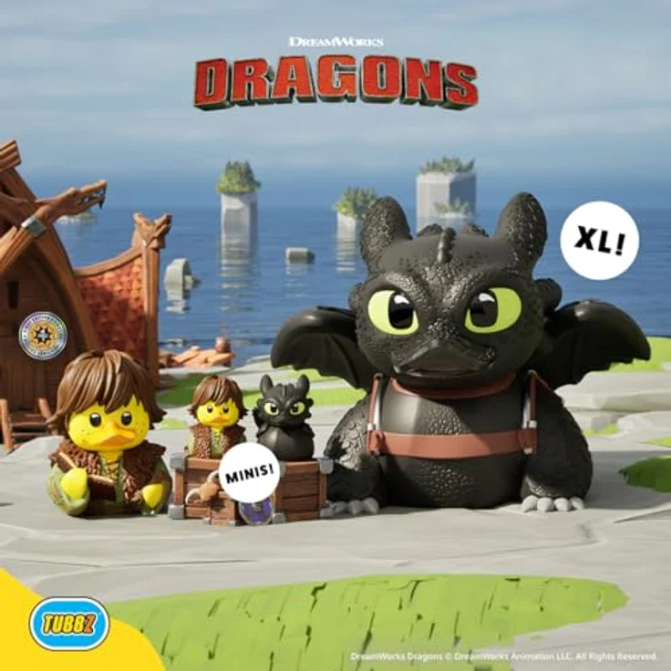 TUBBZ Mini: Drachenzähmen leicht gemacht - Hicks als Cosplay-Gummiente Vinyl-Figur, 5 cm, in Mini-Badewanne mit Logo – Bild 5