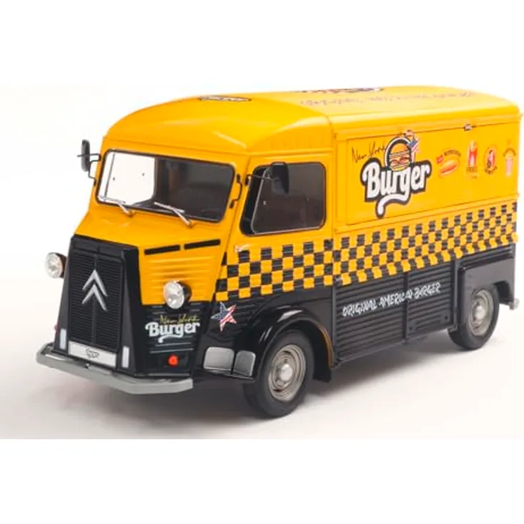 Solido 1:18 Citroën Type HY NYC BURGER, detailgetreues Die-cast Spielzeugauto in gelb mit stabiler Präsentationsbasis
